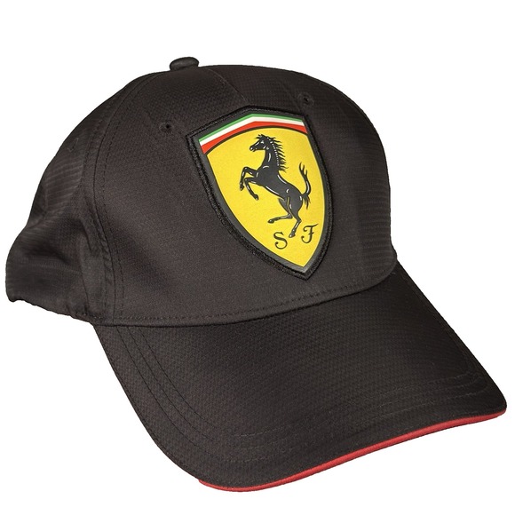 Official Licensed Authentic Ferrari Logo Hat w/ Adjustable Back Black Cap - Picture 1 of 10